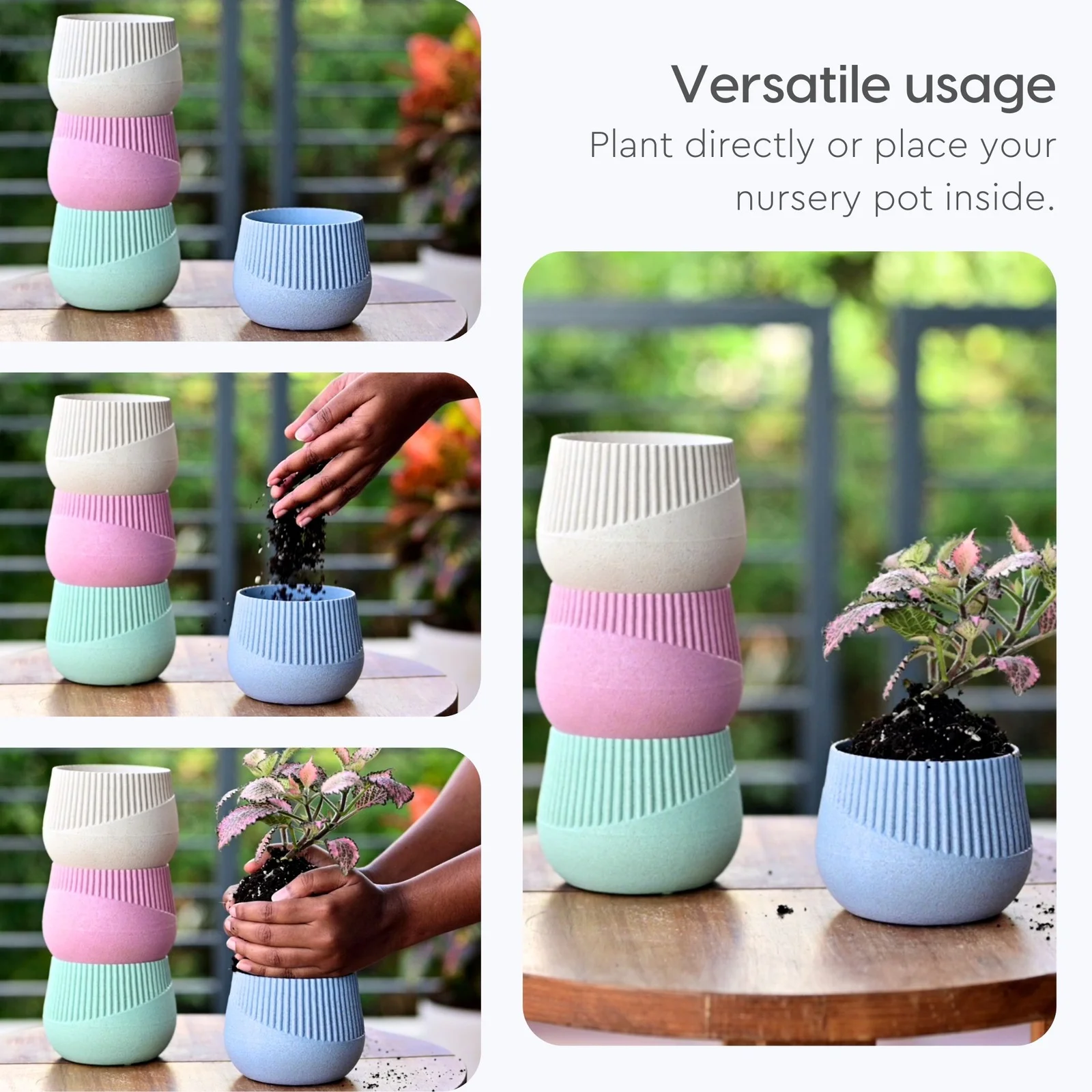 Bamboo Fiber Plant Pot – 4-Inch | Stylish Tabletop Planter For Home & Office Decor Additional View-2