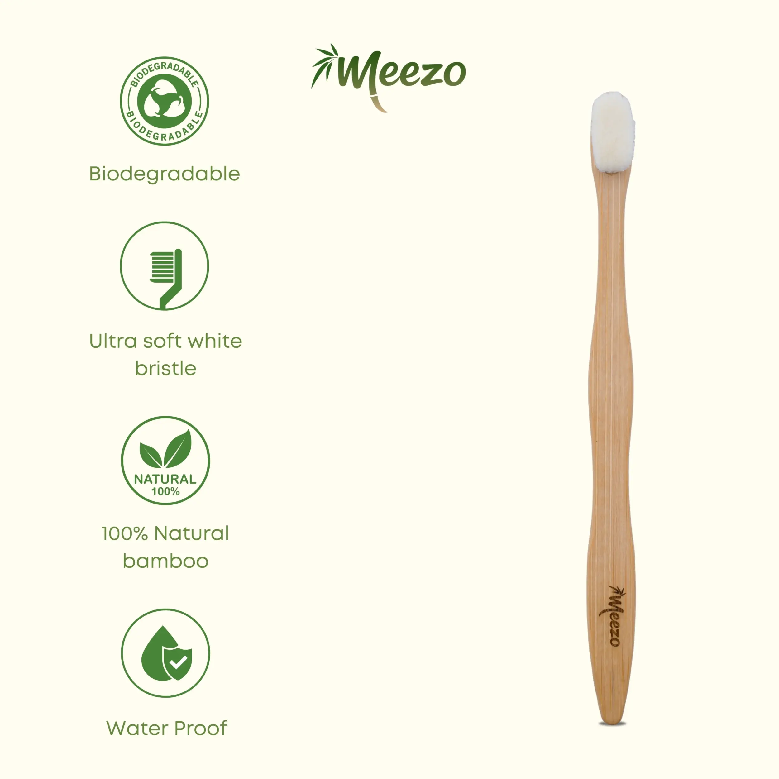 Bamboo White Flat Handle Ultra-Soft Toothbrush Additional View-3