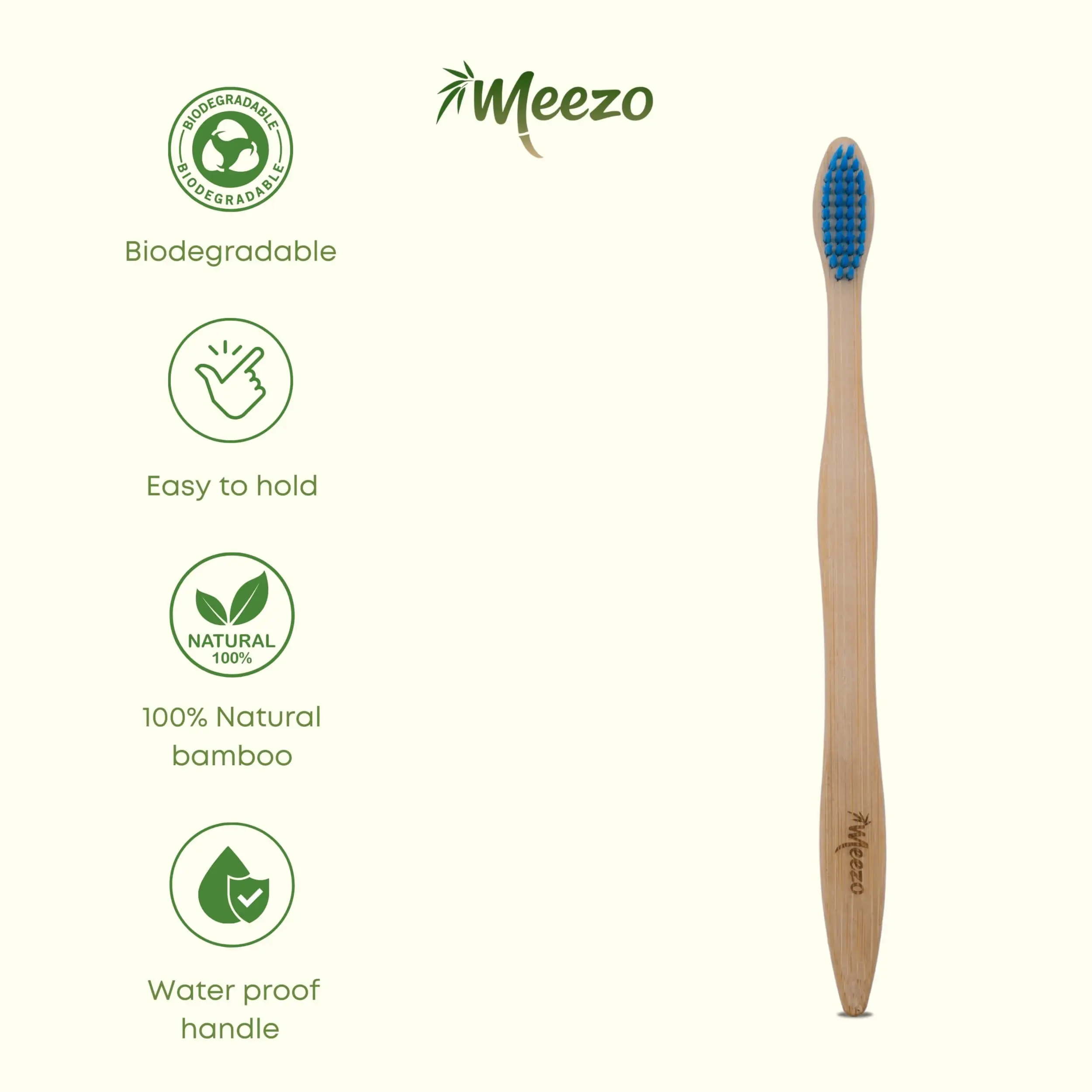 Biodegradable Bamboo Blue Bristle Toothbrush Additional View-3