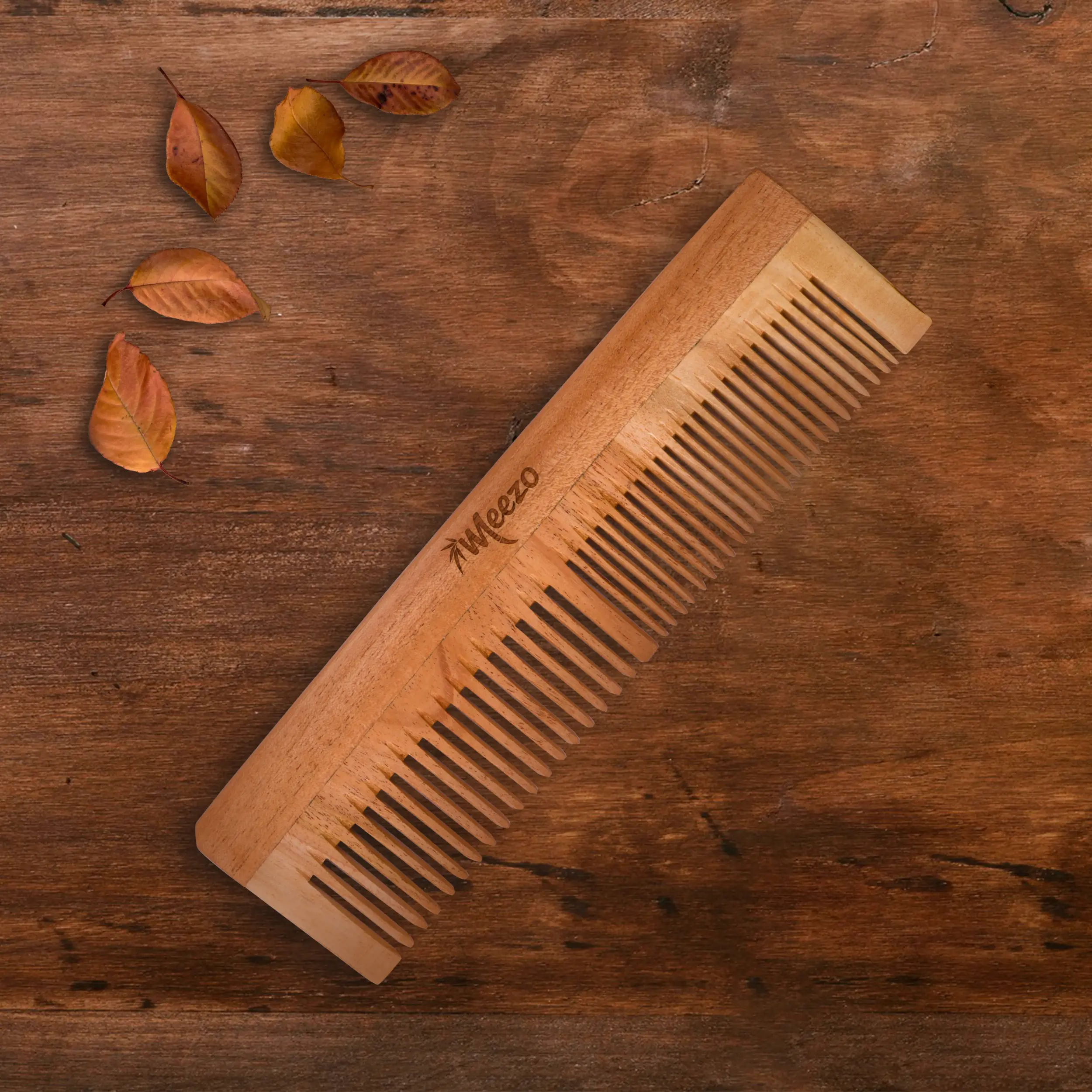 Neem Wood Comb | Both Wide And Narrow Spaced Teeth | Detangling & Styling Additional View-5