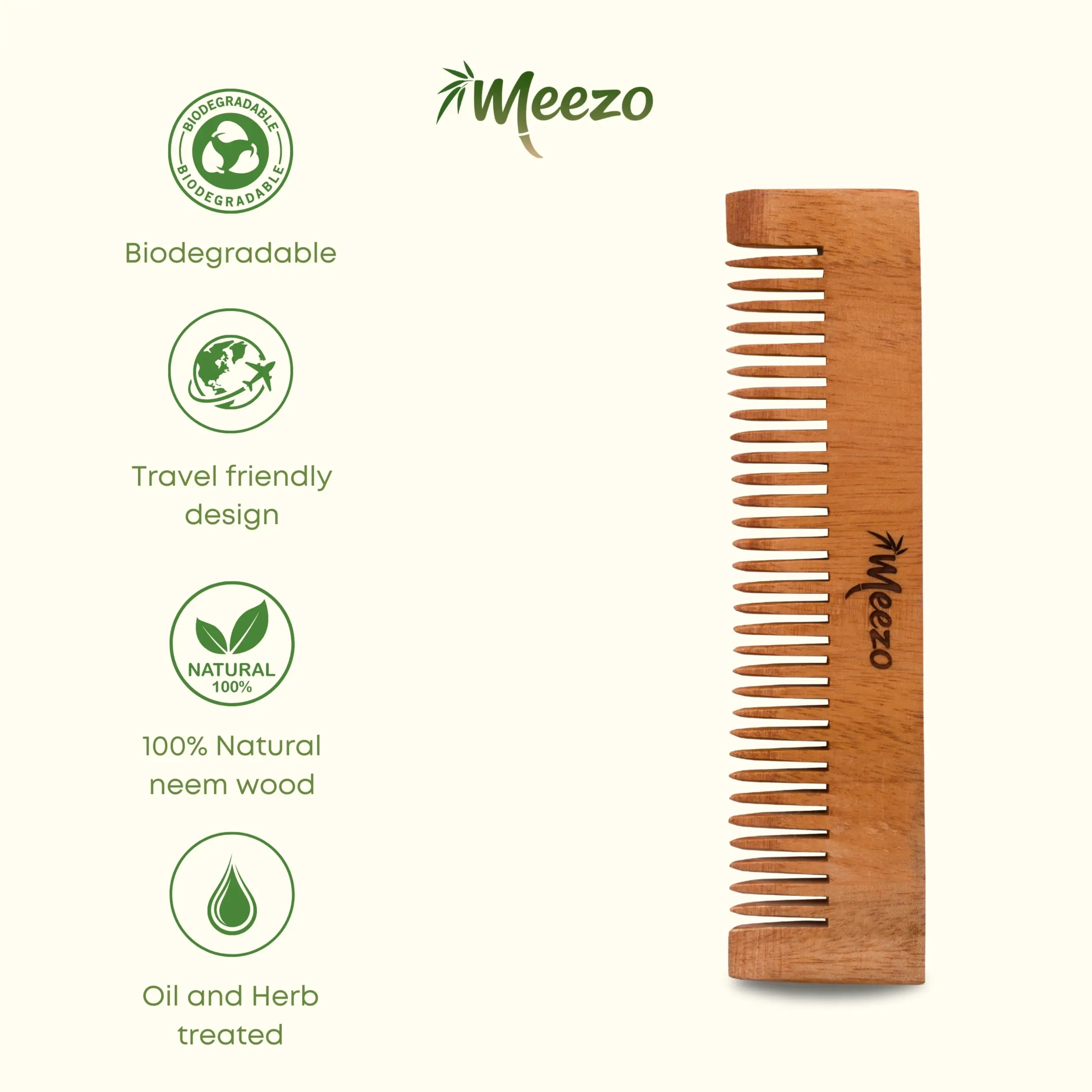 Neem Comb | Pocket Size 5 Inches | Travel Comb Additional View-3