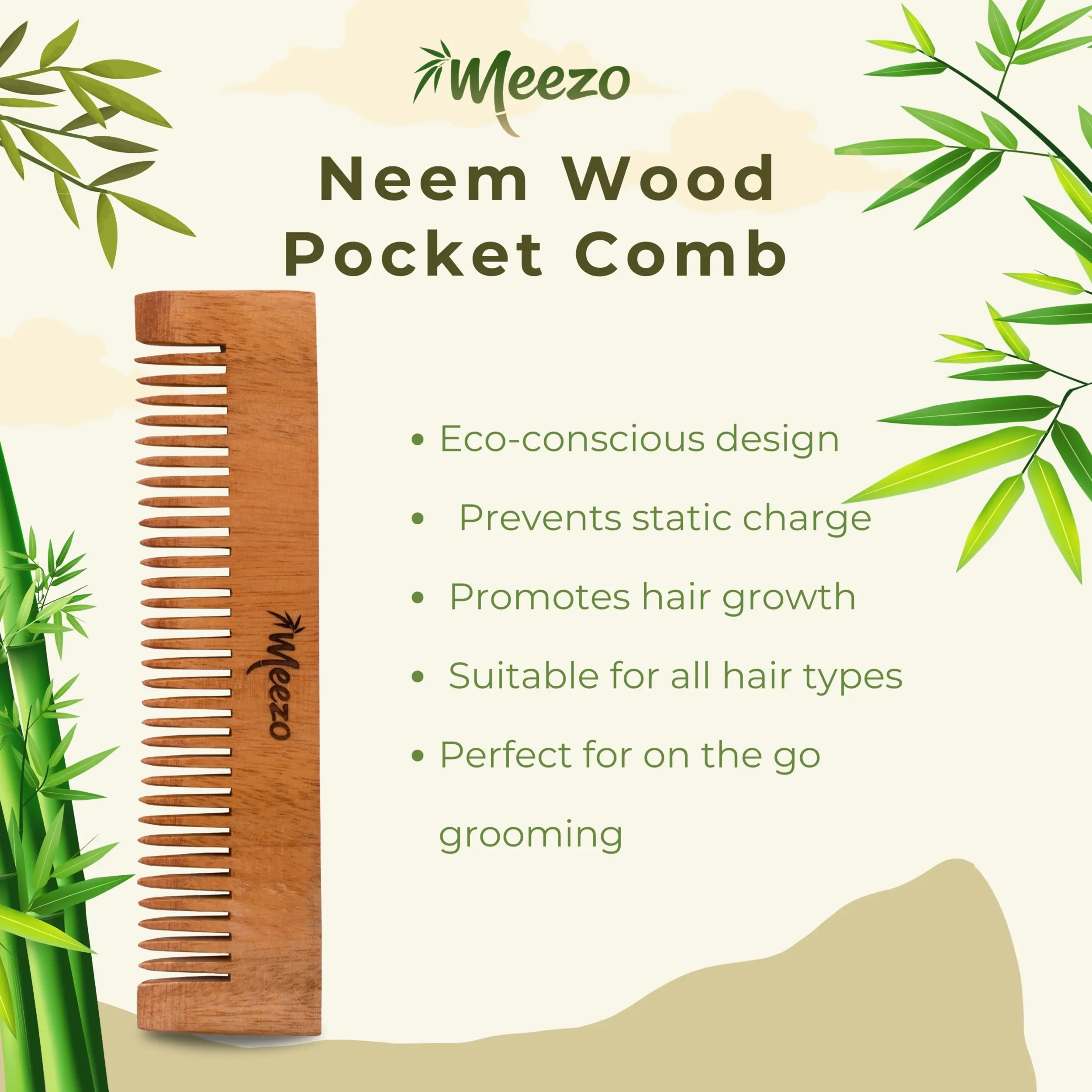 Neem Comb | Pocket Size 5 Inches | Travel Comb Additional View-4