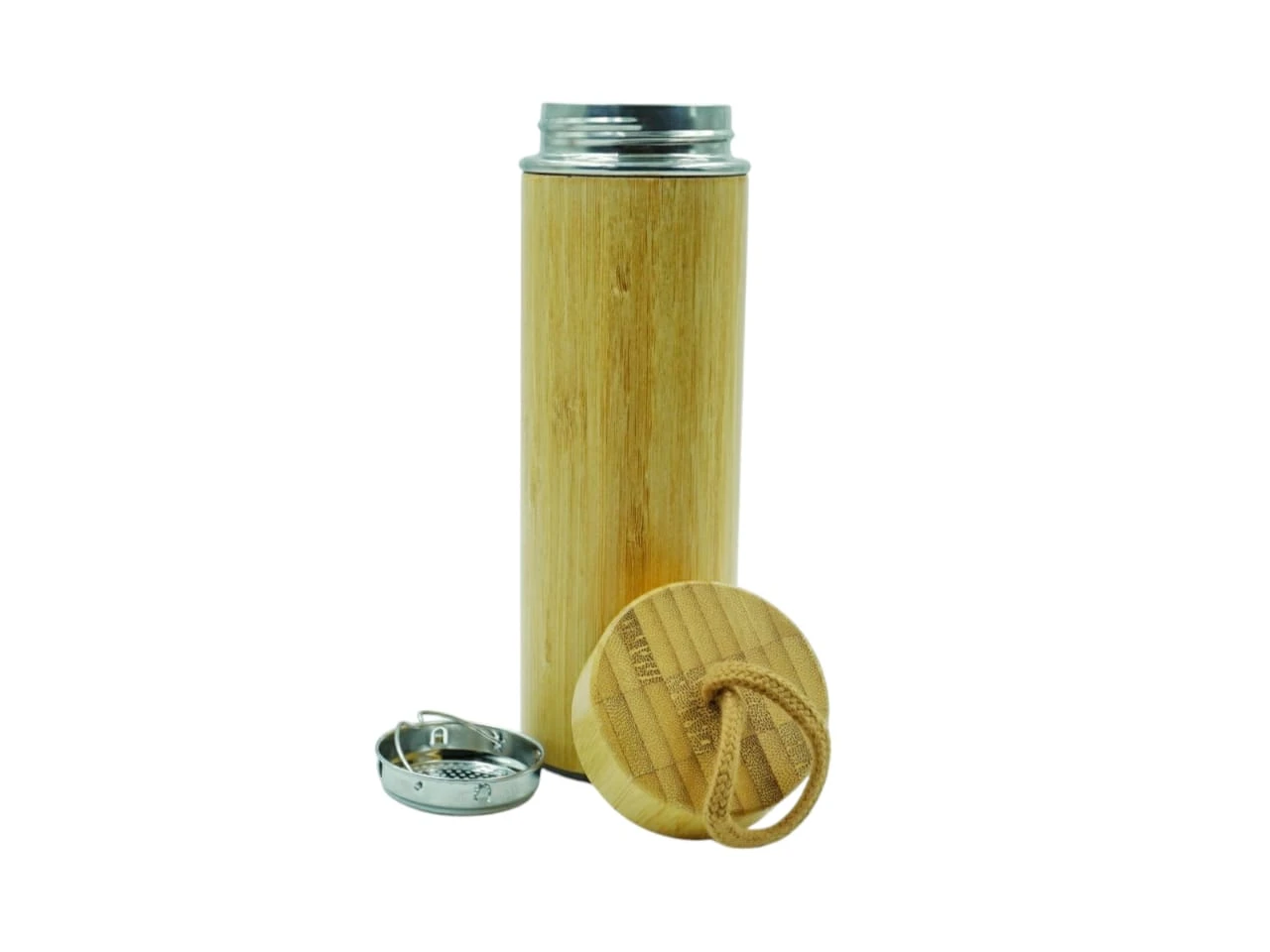 Eco-Friendly Bamboo Steel Insulated Water Bottle With Bamboo Cap Additional View-0