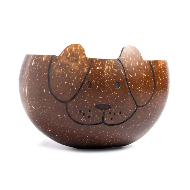 Eco-Friendly Coconut Shell Bowl For Kids With Dog Face Design Additional View-1