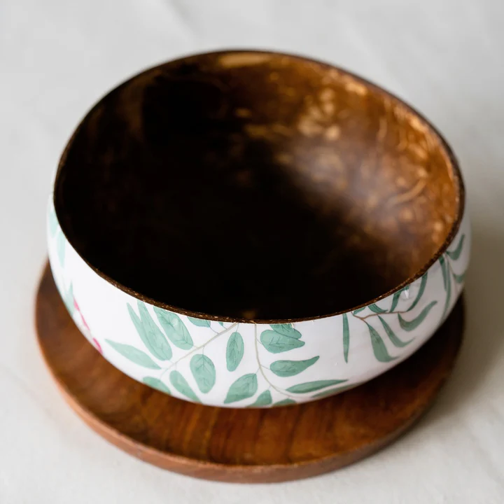 Coconut Shell Enamel Bowl - 500 ML For Smoothies, Salads, And Snacks Additional View-3