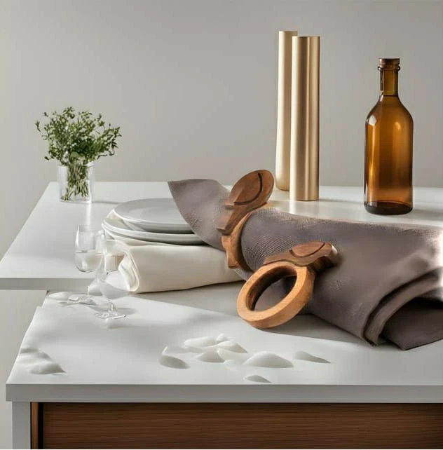 Mango Wood Napkin Rings With Intricate Bird Design - Set Of 2 Additional View-0