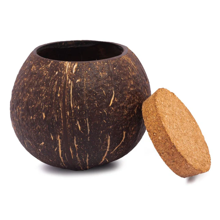 Coconut Shell Tight Storage Container With Lid | Eco-Friendly Kitchen Jar Additional View-0