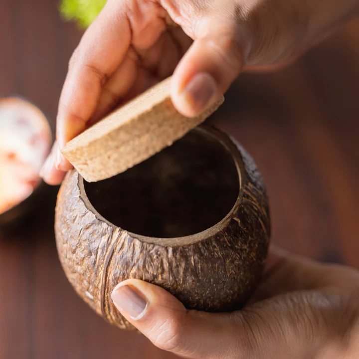 Coconut Shell Tight Storage Container With Lid | Eco-Friendly Kitchen Jar Additional View-1