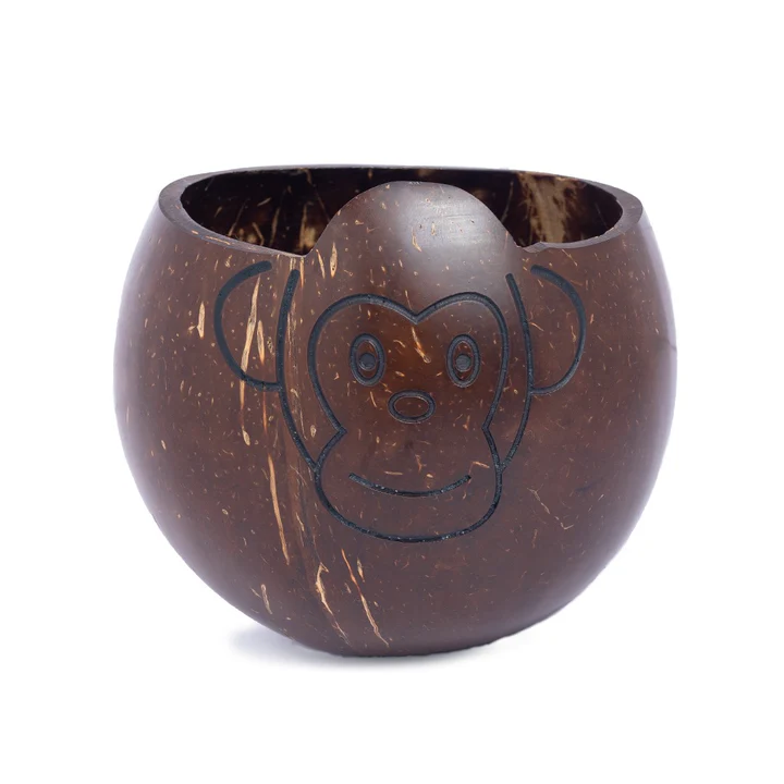 Coconut Shell Kids Bowl – Monkey Design (Set Of 1) | Eco-Friendly Bowl & Spoon For Toddlers & Kids Additional View-1