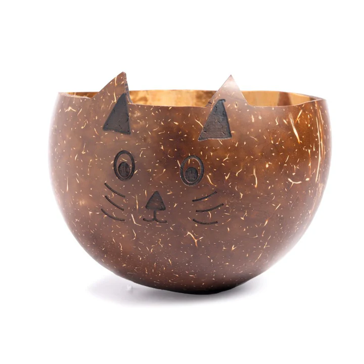 Coconut Shell Cat Bowl – Eco-Friendly Kids Bowl & Spoon Additional View-0