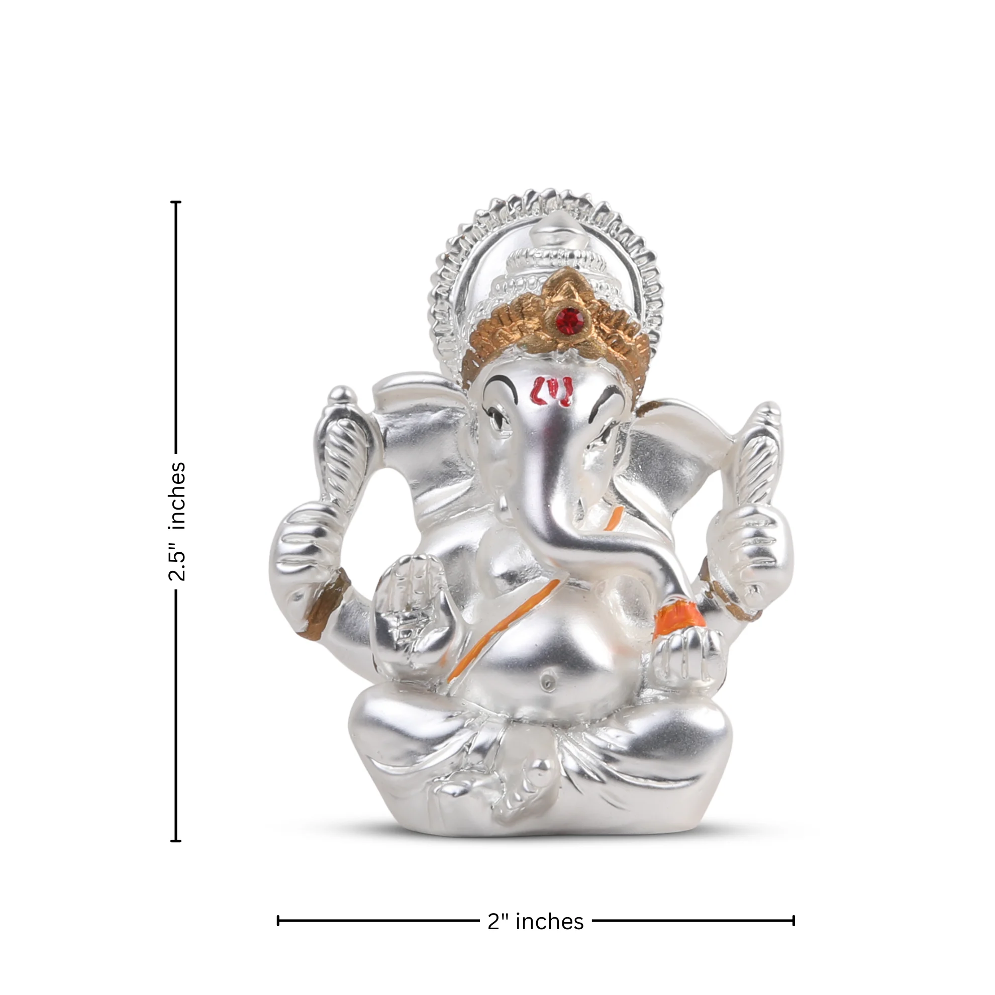 Silver & Golden Ganesh Idol – 2.5 X 2 Inch | Meezo Additional View-6