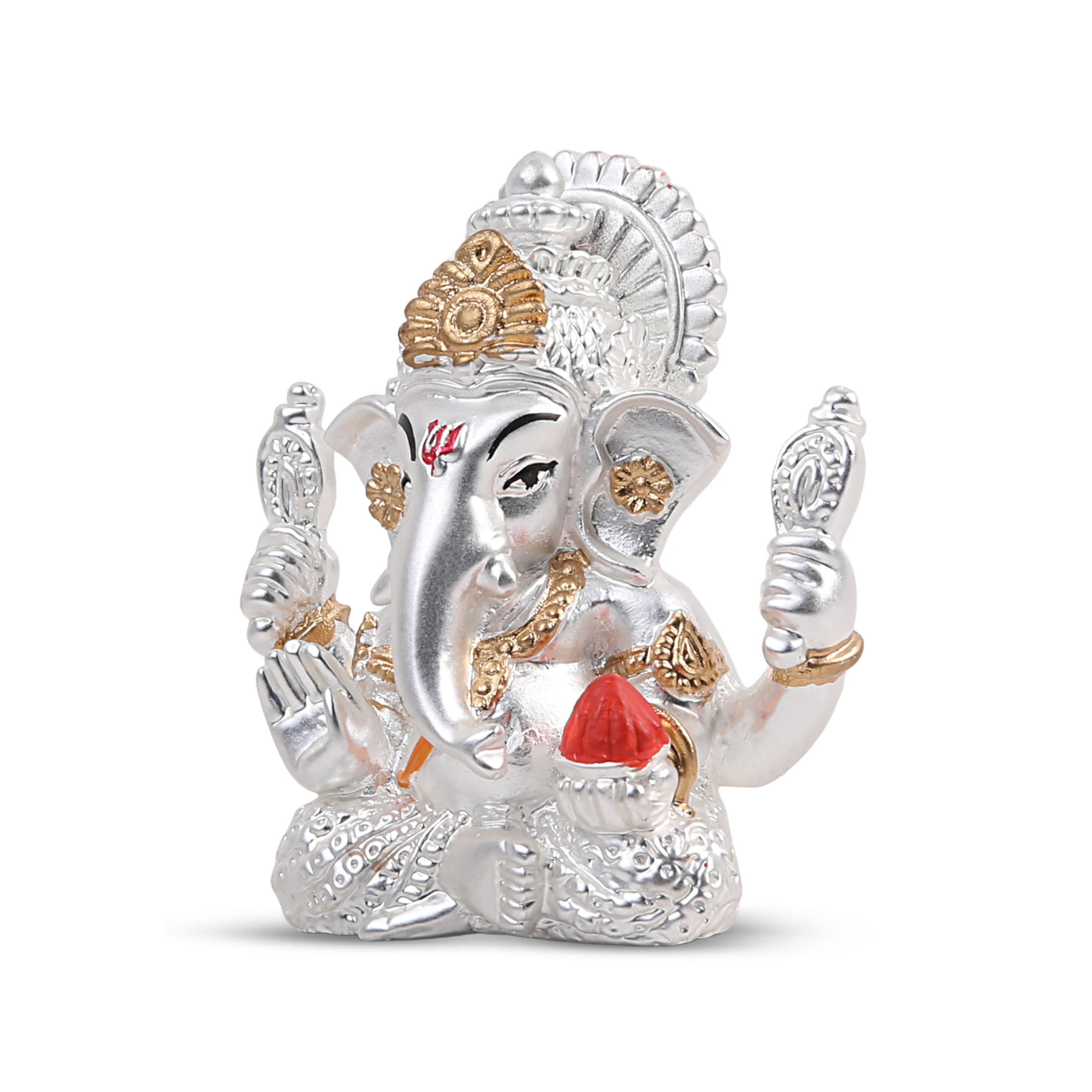 Silver & Golden Ganesh Idol – 2.5 X 2 Inch | Meezo Additional View-1